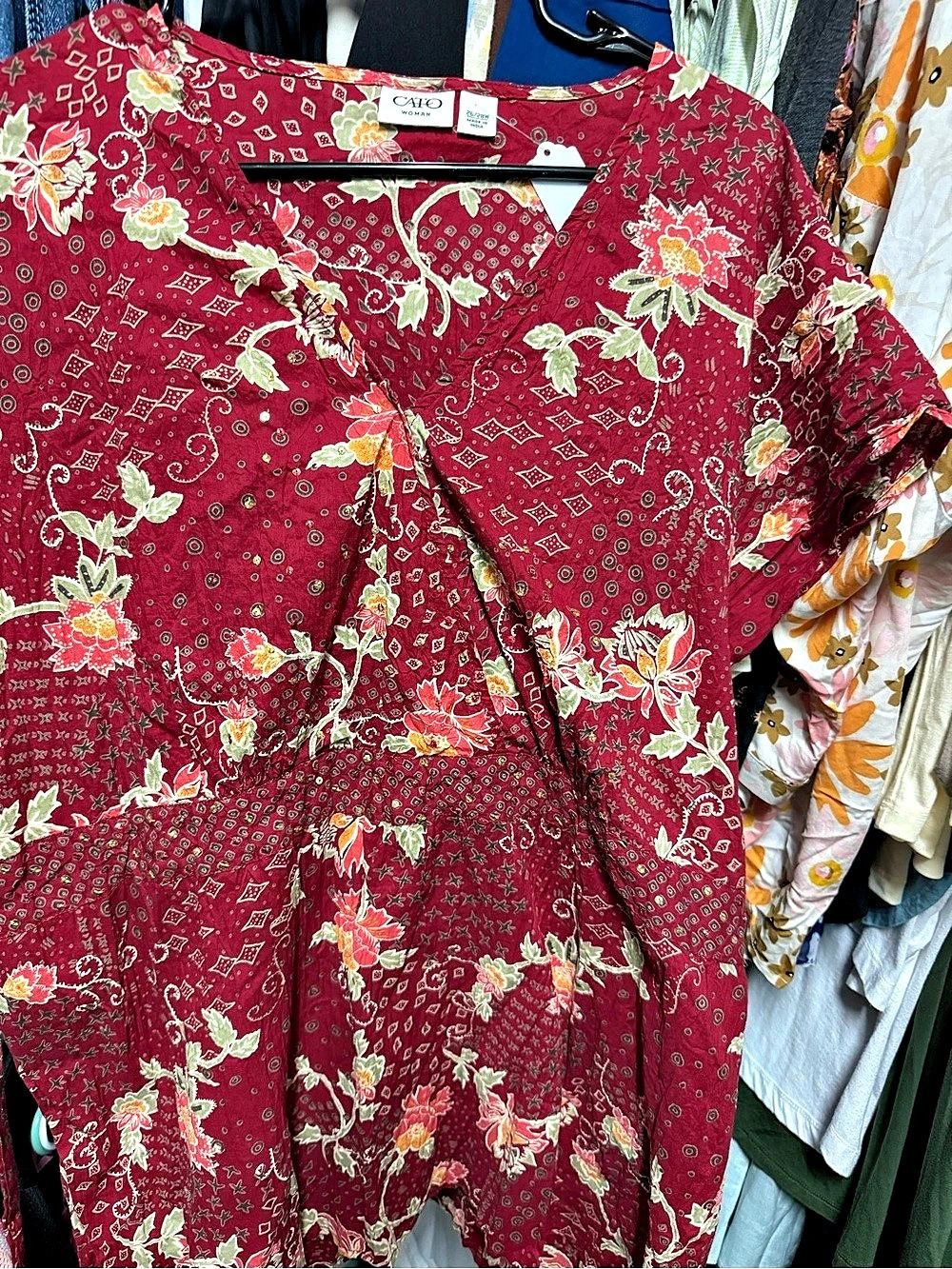 Cato Floral Blouse in Red Size 26/28W NWT